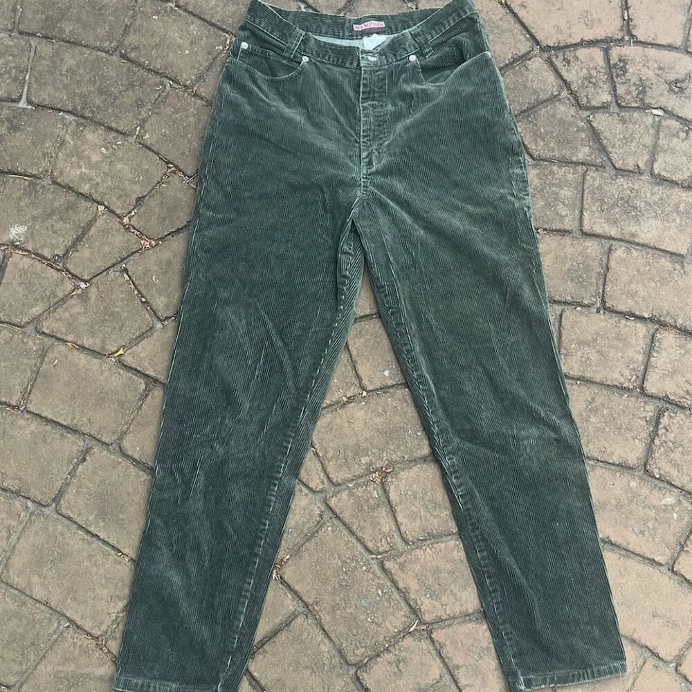 Vintage 90s Dark Green Corduroy Trousers